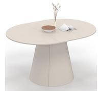 IDMarket - Table à Manger Ronde Extensible Angele 6 Personnes Bois Beige 110-150 cm