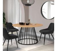 Table à manger ronde fixe - IDMARKET - YUNA - Bois et noir - 6 personnes - 110 cm