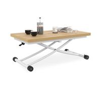 IDMarket - Table Basse 2 en 1 relevable en Table à Manger rectangulaire Urbana 100 cm Bois et Blanc