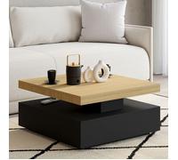 IDMARKET Table basse carré pivotante THEA 70 cm bois et noir