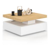 Table basse carrée pivotante THEA 70 cm bois et blanc