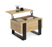 IDMarket - Table Basse carrée Plateau relevable 70 cm Phoenix Bois et Noir