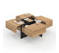 IDMarket - Table Basse carrée Talia 70 cm avec tiroirs Bois et Noir