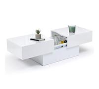 IDMarket - Table Basse coulissante rectangulaire Marta Bois Blanc