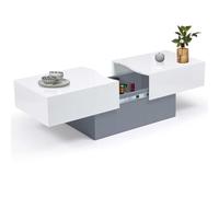 IDMarket - Table Basse coulissante rectangulaire Marta Bois Gris et Plateau Blanc