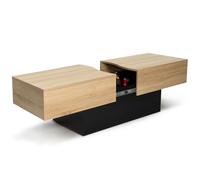 IDMarket - Table Basse coulissante rectangulaire Marta Bois Noir et Imitation hêtre