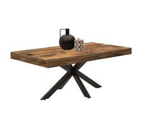 IDMarket - Table Basse Fixe Alix Pied araignée Bois Effet Vieilli et Noir | Rectangulaire, 110 cm, bois foncé effet vieilli et noir