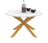 IDMarket - Table Basse Gisele Ronde 70 cm Pied araignée Plateau Blanc et Pied Effet Bois