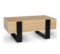 IDMarket - Table Basse Fixe Phoenix avec tiroirs Bois et Noir | Rectangulaire, 2 tiroirs, 100 x 55 x 40 cm