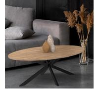 IDMARKET Table basse ovale ALIX 110 cm pied araignée bois et noir