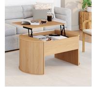 IDMarket - Table Basse Ovale Plateau relevable DIVIA 100 cm Bois façon hêtre Design Arrondi