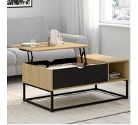 IDMarket - Table Basse Plateau relevable Boston avec rangements Design Industriel