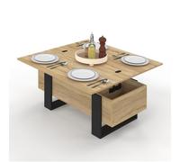 IDMarket - Table Basse Plateau relevable Convertible Phoenix Bois et Noir | Rectangulaire, convertible en table à manger, 97,5 x 48/96 x 42/53 cm