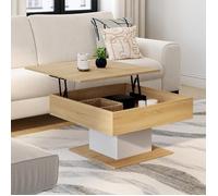 IDMarket - Table Basse Plateau relevable Eden carrée Bois et Blanc