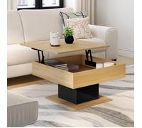 IDMarket - Table basse EDEN plateau relevable carrée bois et noir