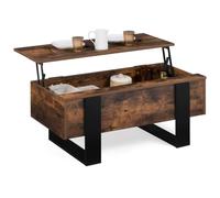IDMarket - Table Basse Plateau relevable Phoenix Effet Vieilli et Noir | Rectangulaire, 97,5 x 50 x 40/53,5 cm