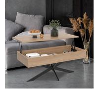 IDMarket - Table Basse Plateau relevable rectangulaire Alix 100 cm Pied araignée Bois et Noir