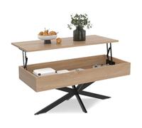 IDMarket - Table Basse Plateau relevable rectangulaire Alix 100 cm Pied araignée Bois et Noir