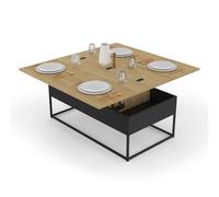 IDMarket - Table Basse Plateau relevable rectangulaire Convertible en Table à Manger Boston 100 cm Design Industriel