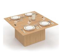IDMarket - Table Basse Plateau relevable rectangulaire Convertible en Table à Manger Juliette 100 cm Effet Lattes tasseau Bois