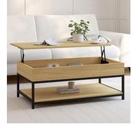 IDMARKET Table basse plateau relevable rectangulaire DETROIT 100 cm et étagère inférieure design industriel