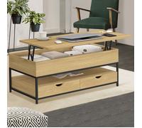 IDMarket - Table Basse Plateau relevable rectangulaire Detroit avec 2 tiroirs Design Industriel