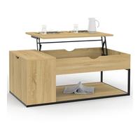 IDMarket - Table Basse Plateau relevable rectangulaire Detroit avec Coffre Design Industriel