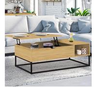 IDMarket - Table basse Detroit - Plateau relevable rectangulaire avec rangements, design industriel