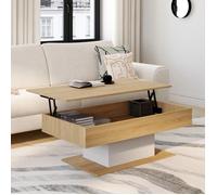Table Basse Plateau Relevable Eden Bois Et Blanc