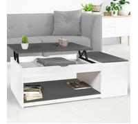 Table basse plateau relevable ELEA avec coffre bois blanc et gris