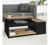 IDMarket – Table basse ELEA – Plateau relevable rectangulaire avec coffre, bois noir façon hêtre