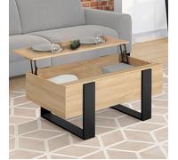 IDMARKET Table basse plateau relevable rectangulaire PHOENIX bois et noir