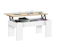 IDMARKET Table basse plateau relevable rectangulaire TARA bois blanc et imitation hêtre
