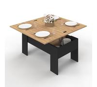 IDMarket - Table Basse Plateau relevable rectangulaire Tara Bois Noir et Imitation hêtre