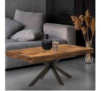 IDMarket – Table basse rectangulaire Alix 110 cm – Pied araignée, bois foncé effet vieilli, noir