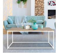 IDMARKET Table basse rectangulaire DETROIT 113 cm design industriel bois et métal blanc