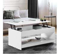 IDMARKET Table basse rectangulaire plateau relevable SOA bois blanc