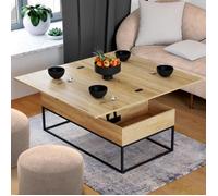IDMarket - Table Basse rectangulaire relevable Convertible en Table à Manger Detroit Design Industriel
