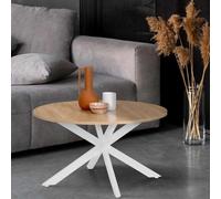 IDMarket - Table Basse Ronde Alix Pied araignée 70 cm Bois et Blanc