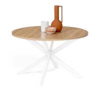 IDMarket - Table basse ronde Alix pied araignée 70 cm bois et blanc