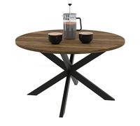 IDMarket Table basse ronde Alix plateau Hawkins pied araignée 70 cm bois foncé design industriel