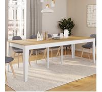 IDMARKET Table console extensible MICHEL 10 personnes 235 cm bois façon hêtre et blanc