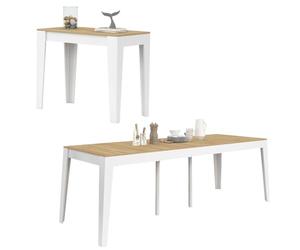 IDMarket - Table console extensible MICHEL 10 personnes, 235 cm | Coloris bois façon hêtre et blanc