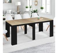 IDMarket – Table console extensible Orlando 10 personnes 235 cm bois noir et façon hêtre