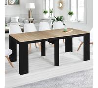 IDMarket – Table console extensible Orlando 10 personnes 235 cm bois noir et façon hêtre