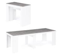 IDMarket - Table console extensible ORLANDO 10 personnes 235 cm | Coloris bois blanc et effet béton