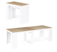 IDMarket - Table console extensible ORLANDO 10 personnes 235 cm | Coloris bois blanc et façon hêtre