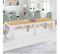 IDMARKET Table console extensible ORLANDO 14 personnes 300 cm blanc et façon hêtre