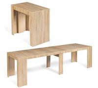 IDMarket - Table console extensible ORLANDO 14 personnes 300 cm | Coloris bois façon hêtre