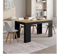IDMarket - Table Console Extensible Orlando 6 Personnes 140 cm Bois Noir et façon hêtre